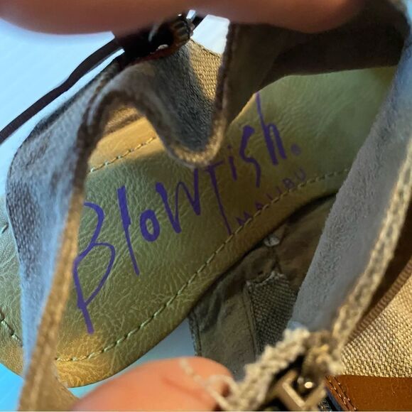 Blowfish tan Balla slouchy wedge zip high top ankle strap canvas sandal 8.5 - Picture 7 of 9